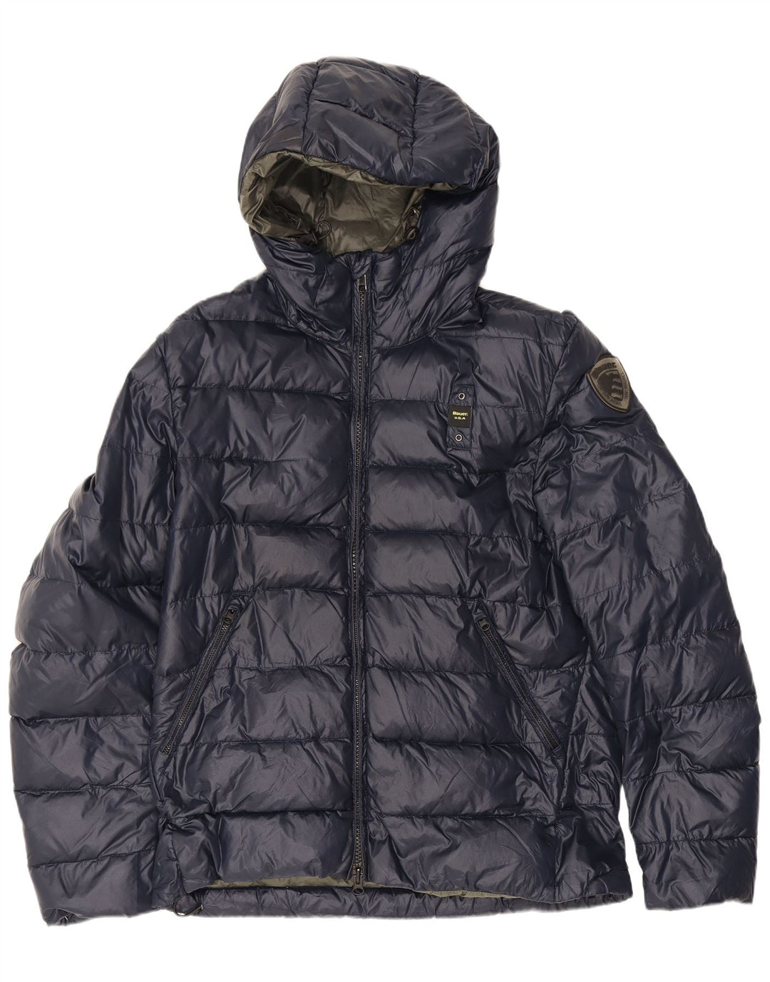 Мужская утепленная куртка с капюшоном Blauer UK 40, большая, темно-синяя, полиамид