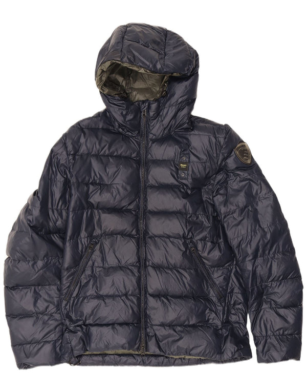 Мужская утепленная куртка с капюшоном Blauer UK 40, большая, темно-синяя, полиамид