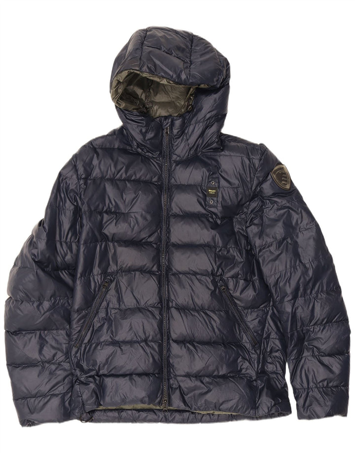 Мужская утепленная куртка с капюшоном Blauer UK 40, большая, темно-синяя, полиамид