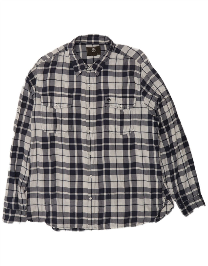 TIMBERLAND Мужская рубашка стандартного кроя 2XL темно-синяя клетка из хлопка