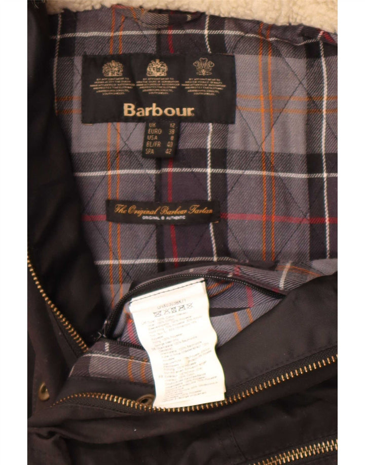 Женская куртка Barbour из вощеного хлопка с капюшоном UK 12, средний черный