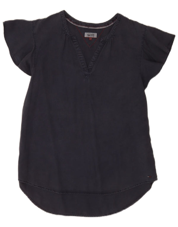 Женская блузка Tommy Hilfiger Top UK 14, большой темно-синий лиоцелл