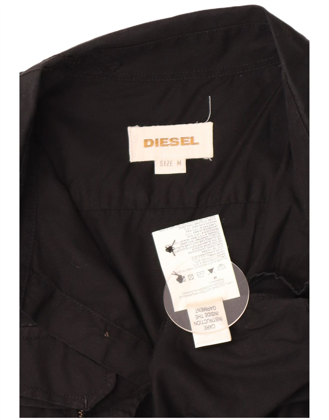 Мужская рубашка в стиле милитари Diesel, хлопковая, среднего размера, черная