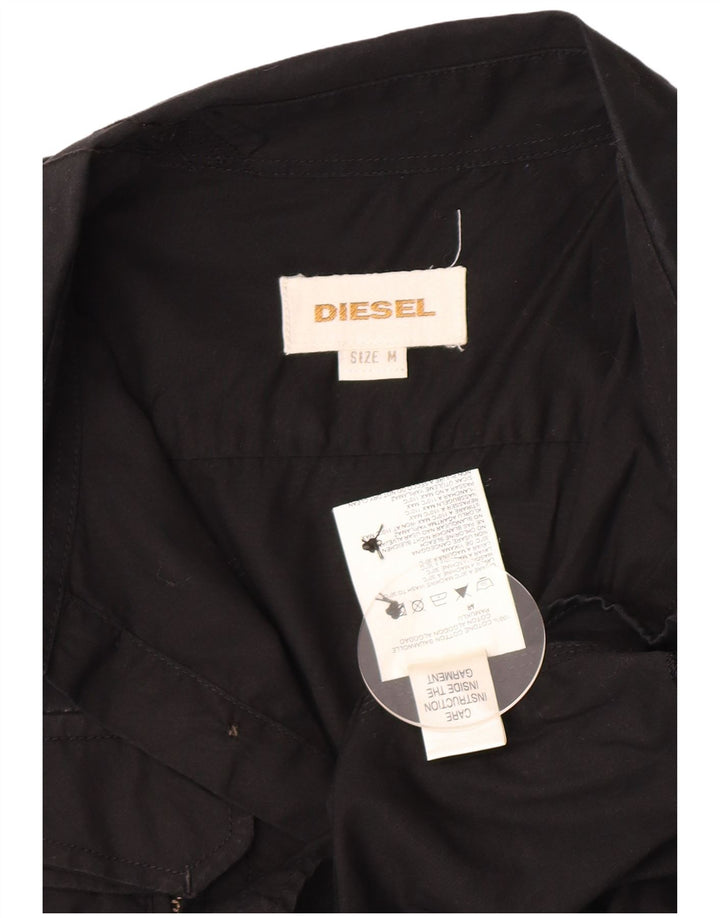Мужская рубашка в стиле милитари Diesel, хлопковая, среднего размера, черная