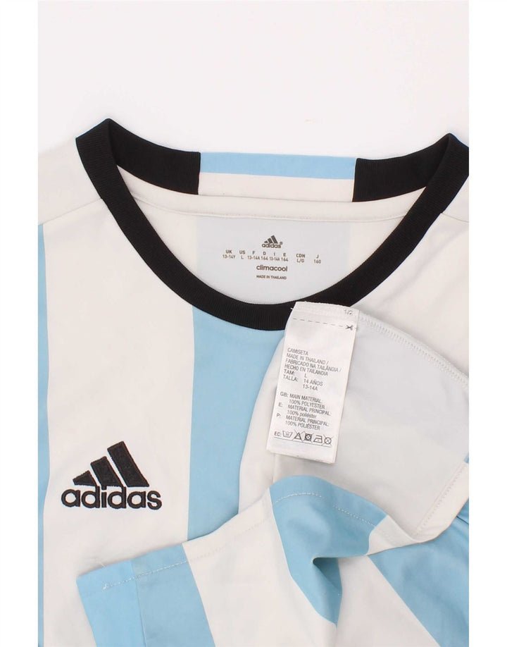 Футболка Adidas Climacool для мальчиков, топ 13–14 лет, полиэстер в синюю полоску