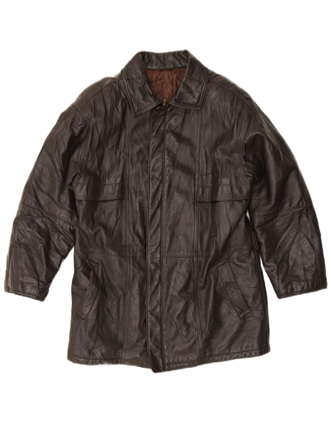 VINTAGE Мужская кожаная куртка IT 52 XL Черная кожа