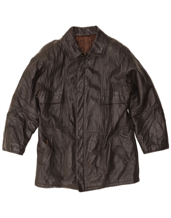 VINTAGE Мужская кожаная куртка IT 52 XL Черная кожа