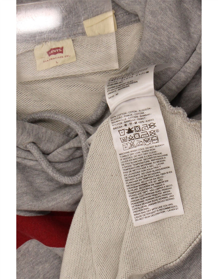 LEVI'S Mens Graphic Hoodie Jumper Large Grey Cotton