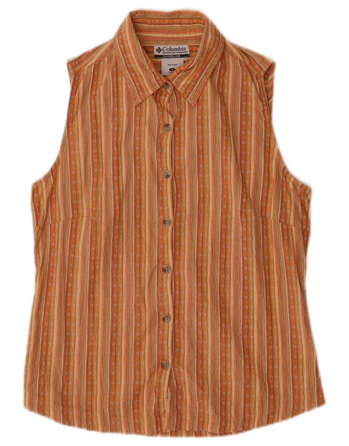 Женская блузка-рубашка без рукавов COLUMBIA, Великобритания, 10 маленьких размеров, в разноцветную полоску