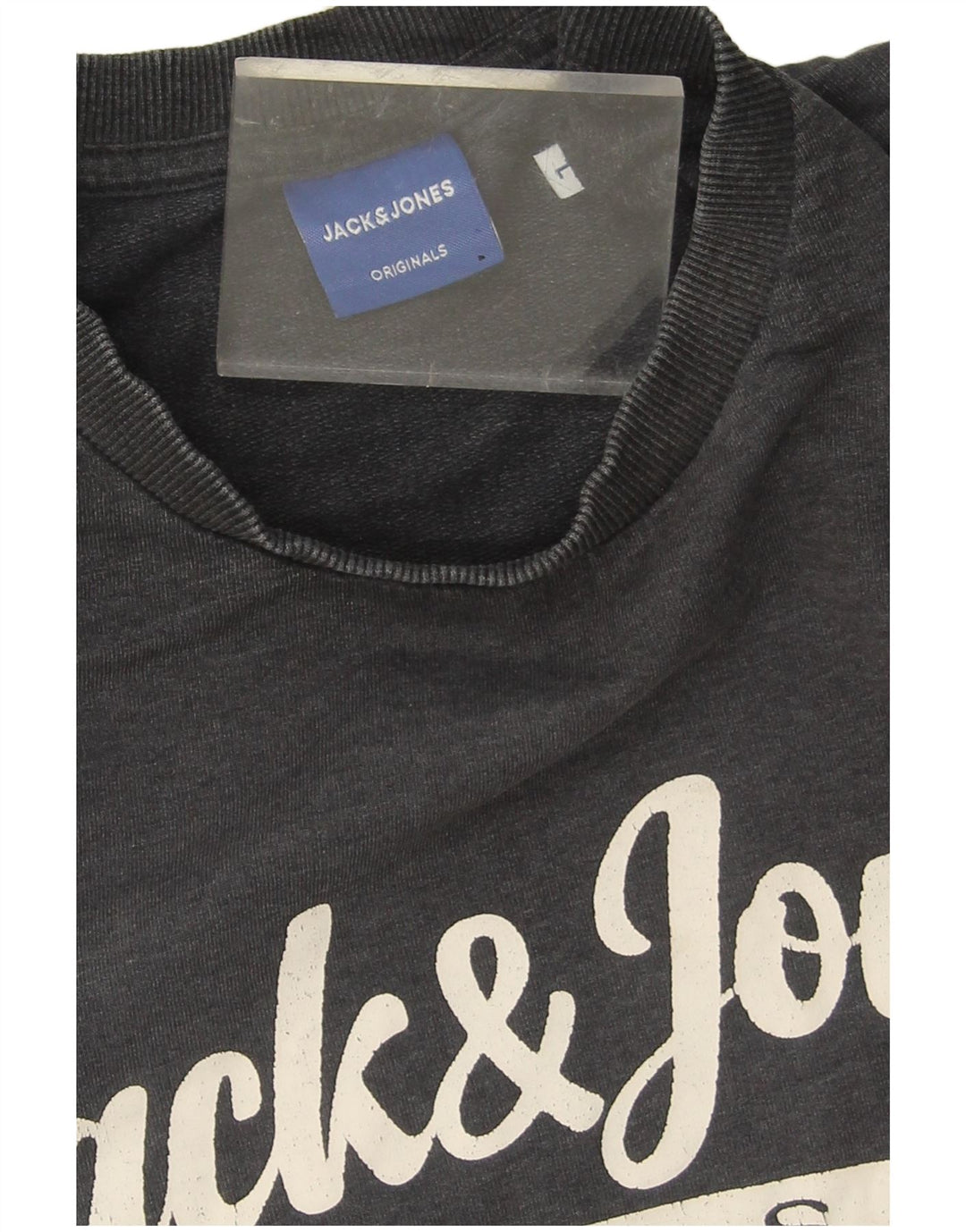 Мужской свитшот с рисунком Jack & Jones, большой серый хлопковый джемпер
