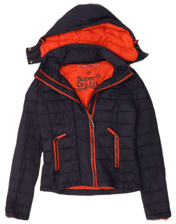 Женская утепленная куртка с капюшоном Superdry UK 6 XS Темно-синий полиэстер