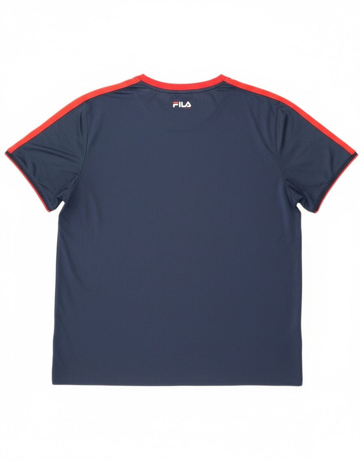 Мужская футболка Fila Top 2XL Темно-синяя, полиэстер с цветными блоками