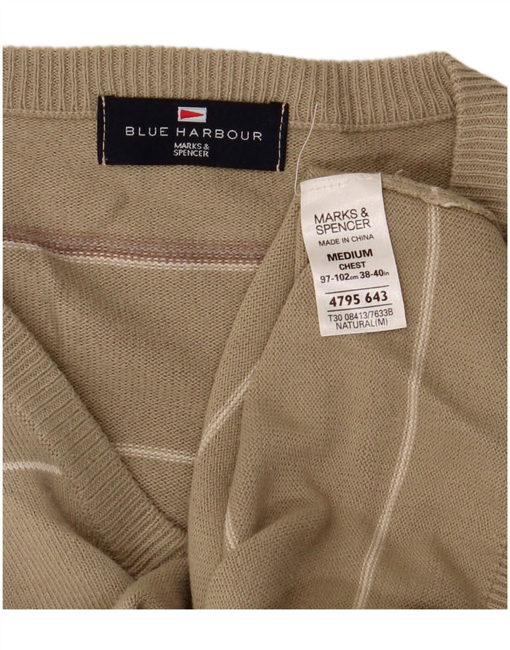 Мужской джемпер с v-образным вырезом Mark & Spencer Blue Harbour, средний хаки