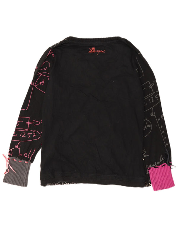 Женский топ Desigual с длинным рукавом и рисунком, Великобритания, 18 XL, черный, хлопковый, с сердцем