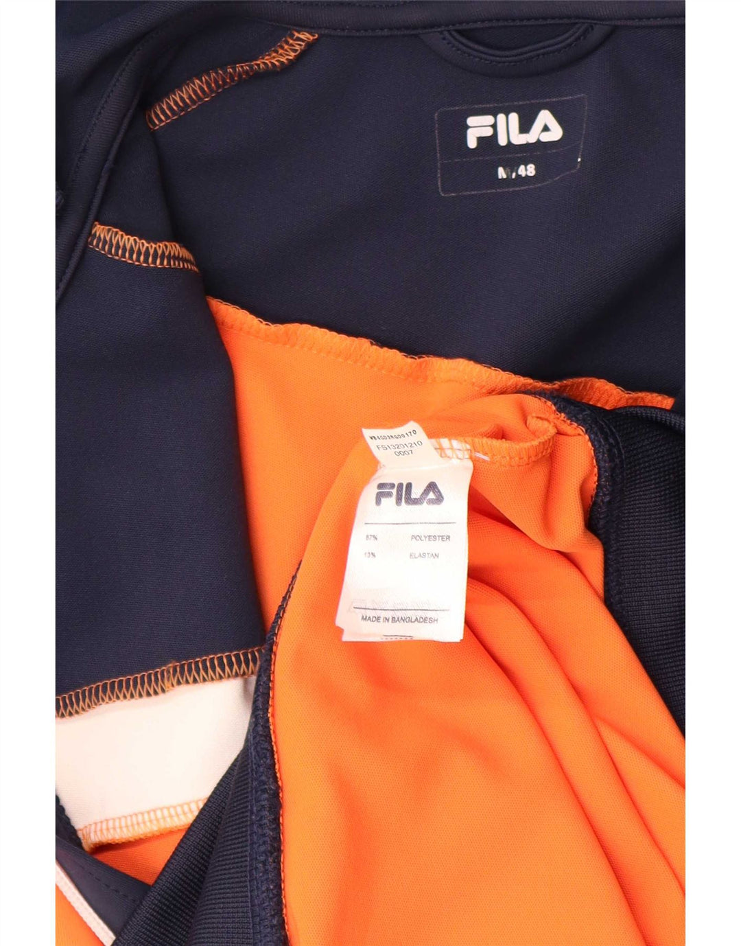 Fila Мужской свитер с капюшоном на молнии, средний оранжевый, полиэстер с цветными блоками
