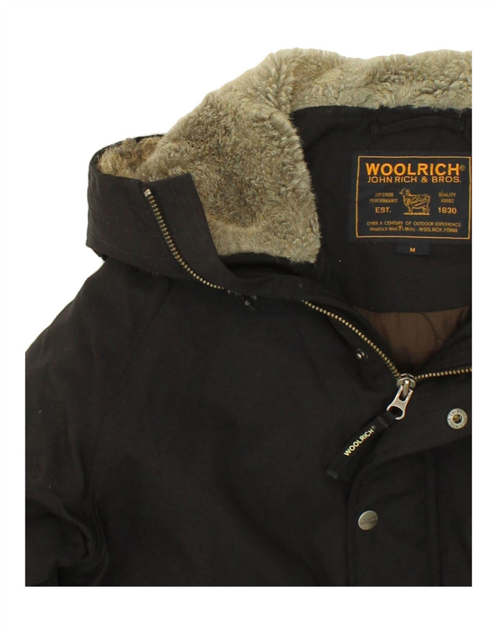 Мужская утепленная куртка-бомбер WOOLRICH с капюшоном UK 38, средний черный нейлон