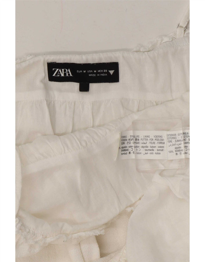 Женский сарафан Zara UK 12, средний белый хлопок, белый цвет