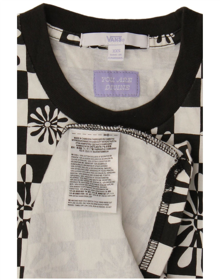 Женское платье-футболка оверсайз VANS UK 2 2XS, черный хлопок с геометрическим рисунком