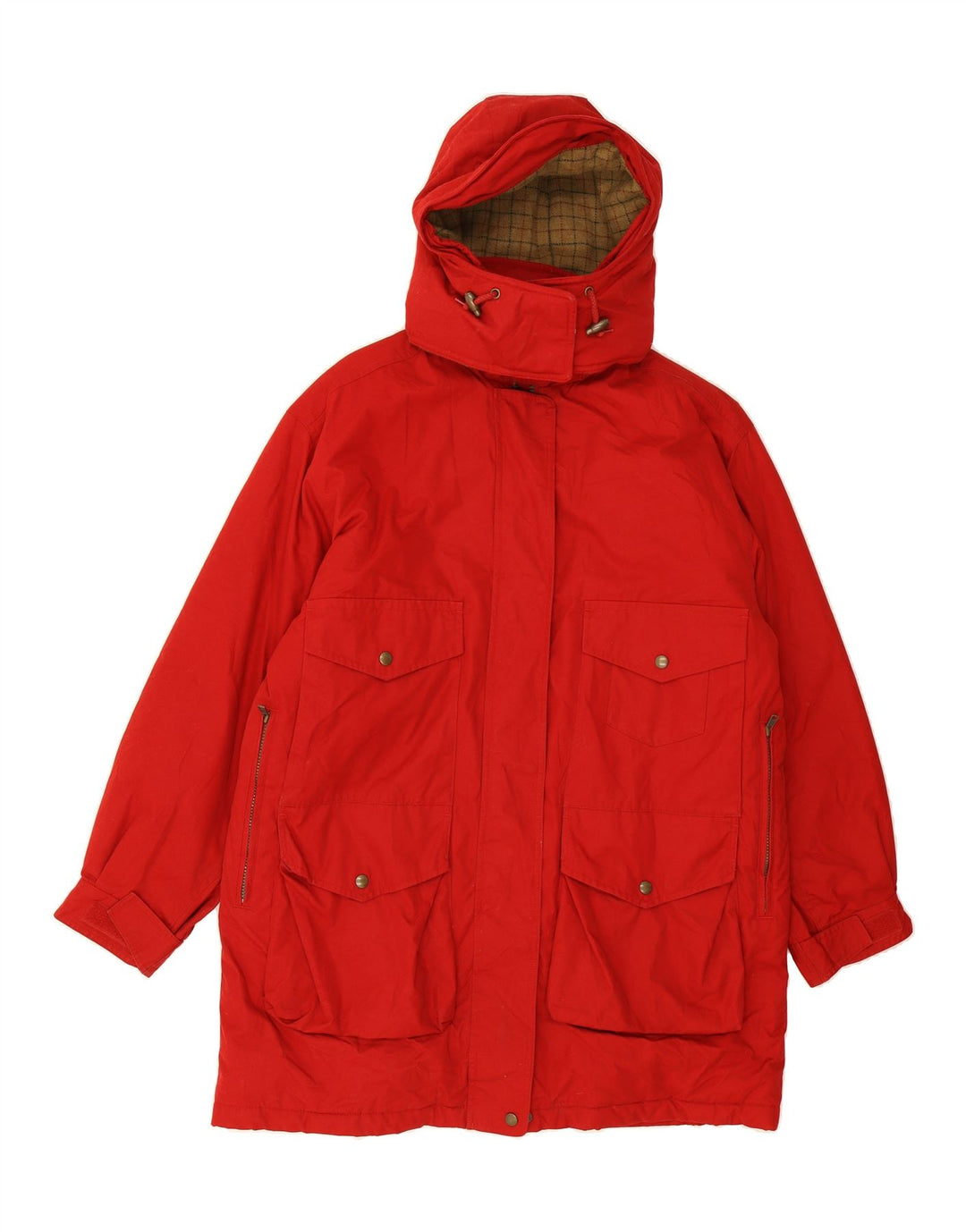 LANDS END Womens Oversized Hooded Windbreaker Coat UK 14/16 Large Red Vintage Lands End and Second-Hand Lands End from Messina Hembry 