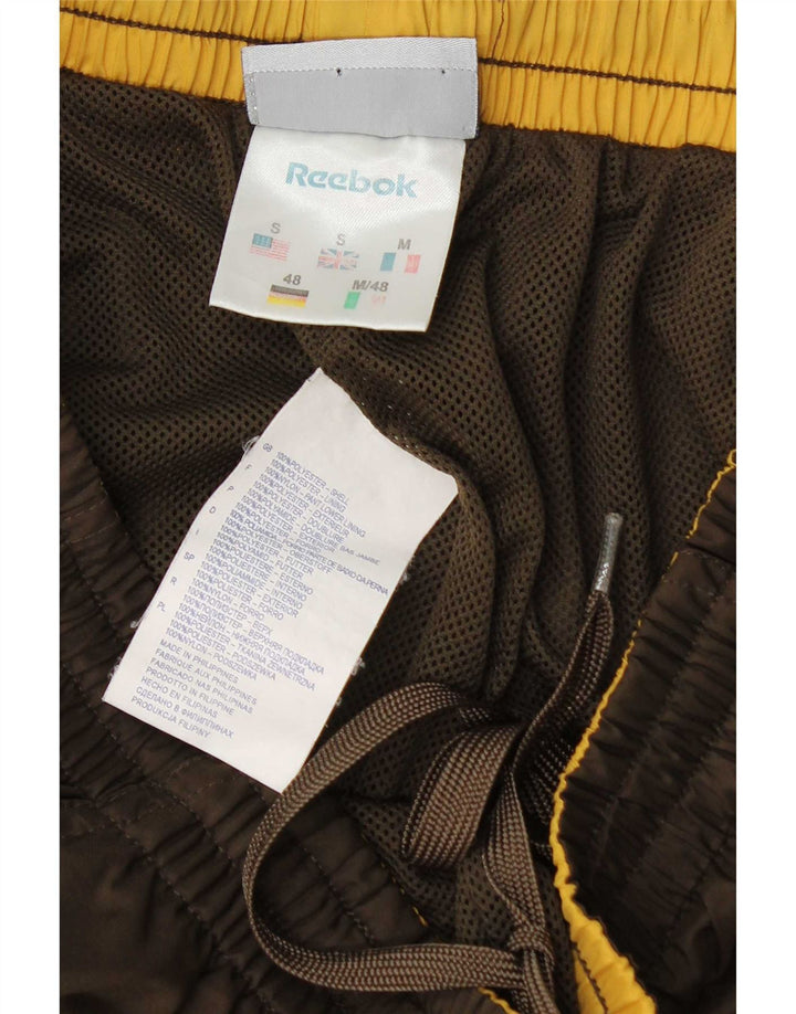 Мужские спортивные брюки Reebok с графическим рисунком, джоггеры, маленькие, коричневые, из полиэстера