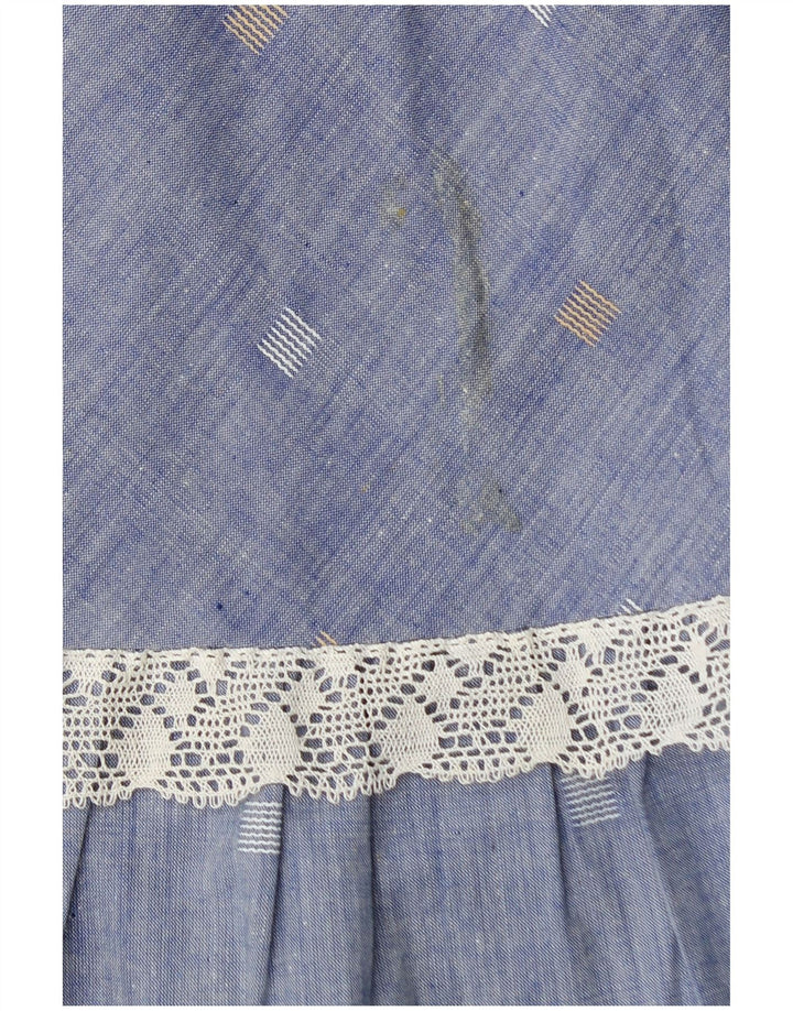 Винтажная женская макси-юбка W28, средний синий в пятнистый цвет