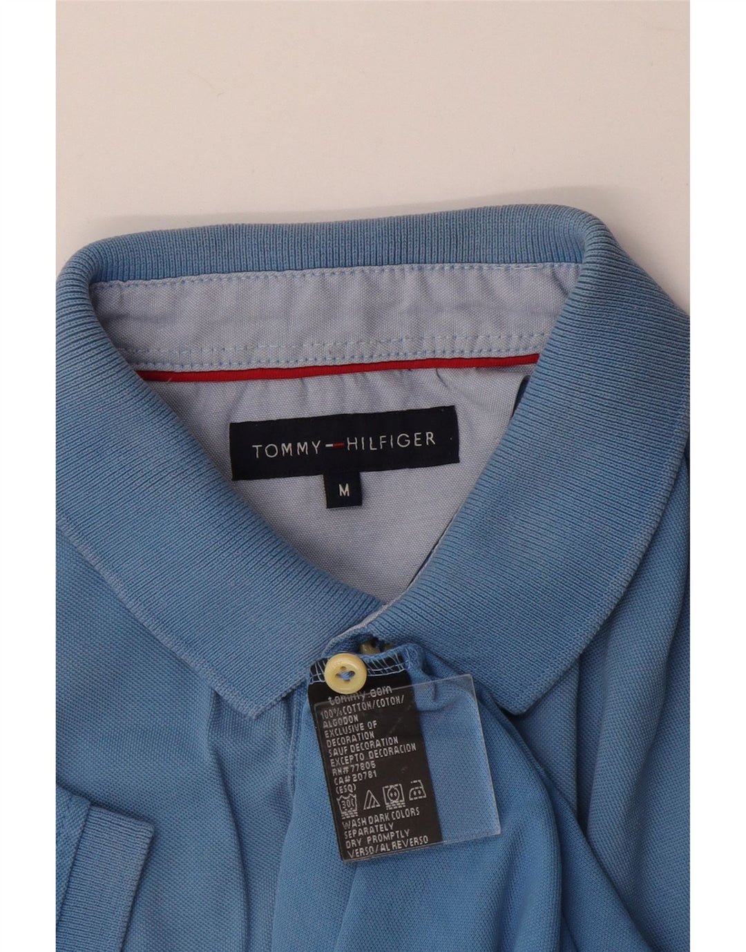 TOMMY HILFIGER Мужская рубашка-поло из хлопка среднего синего цвета