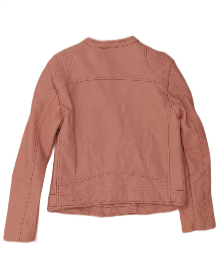 Куртка Zara из искусственной кожи для девочек 13–14 лет, розовая, полиэстер