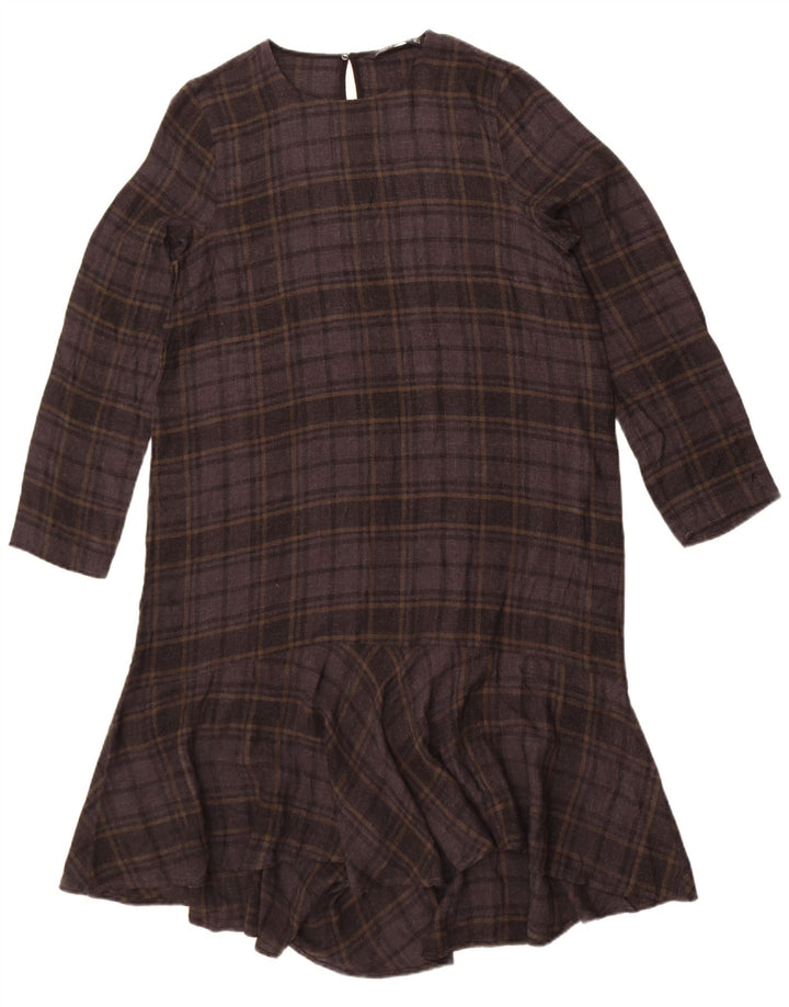 Женское платье с длинными рукавами и заниженной талией Zara UK 14, большая серая клетка