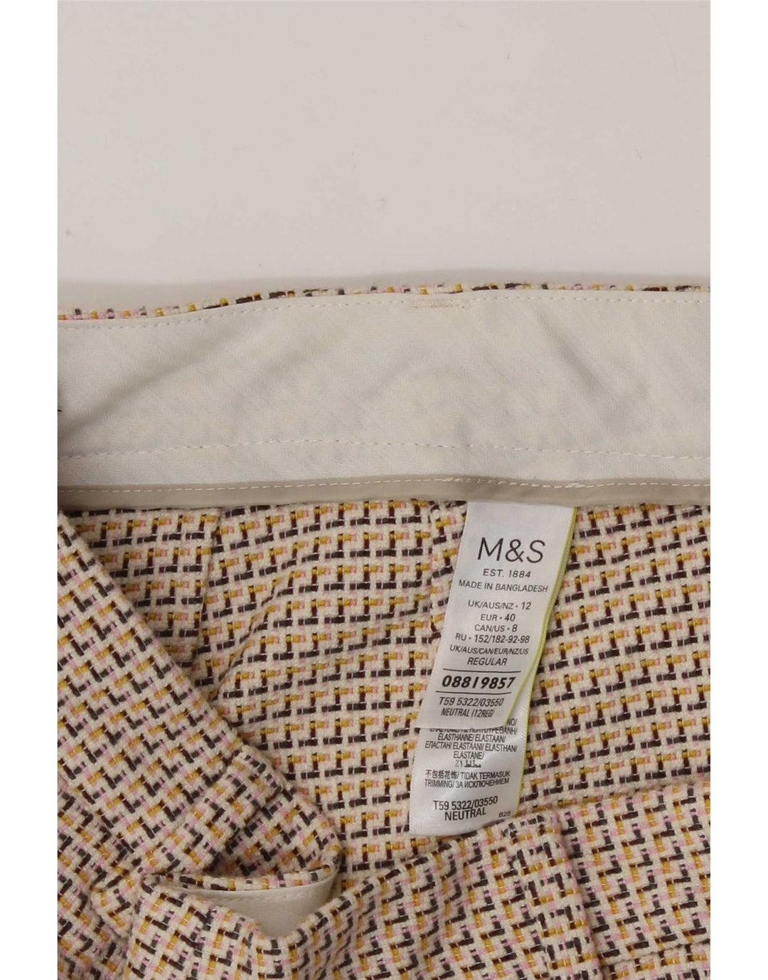 Женские укороченные брюки с абстрактным узором Marks & Spencer UK 12 Medium W30 L