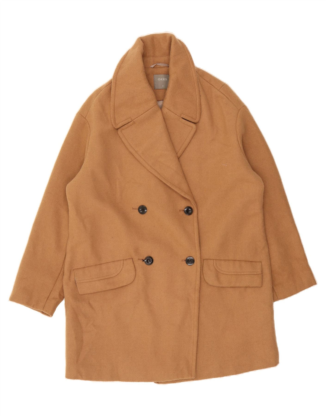 OASIS Womens Double Breasted Coat UK 14 Medium Beige Polyester Vintage Oasis and Second-Hand Oasis from Messina Hembry 