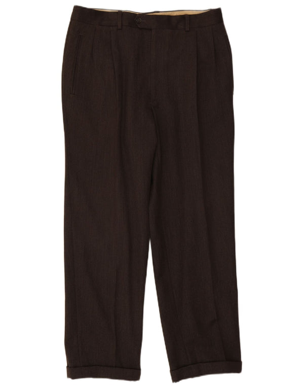 Винтажные мужские костюмные брюки с привязкой W32 L28 коричневые