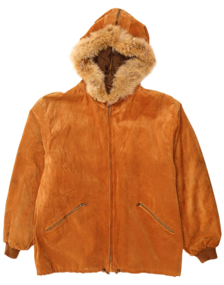 Мужская замшевая куртка Fabiani с капюшоном IT 48 Medium Brown Leather