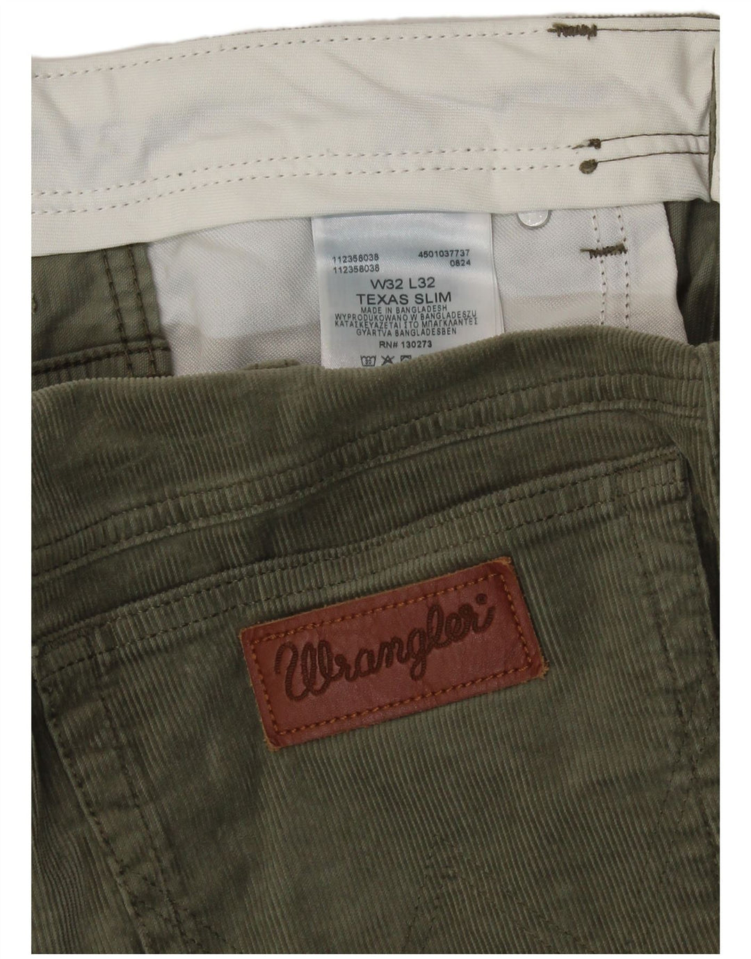 Мужские вельветовые брюки Wrangler Texas Slim Fit W32 L32, зеленый хлопок