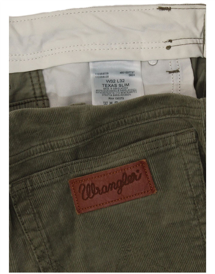 Мужские вельветовые брюки Wrangler Texas Slim Fit W32 L32, зеленый хлопок