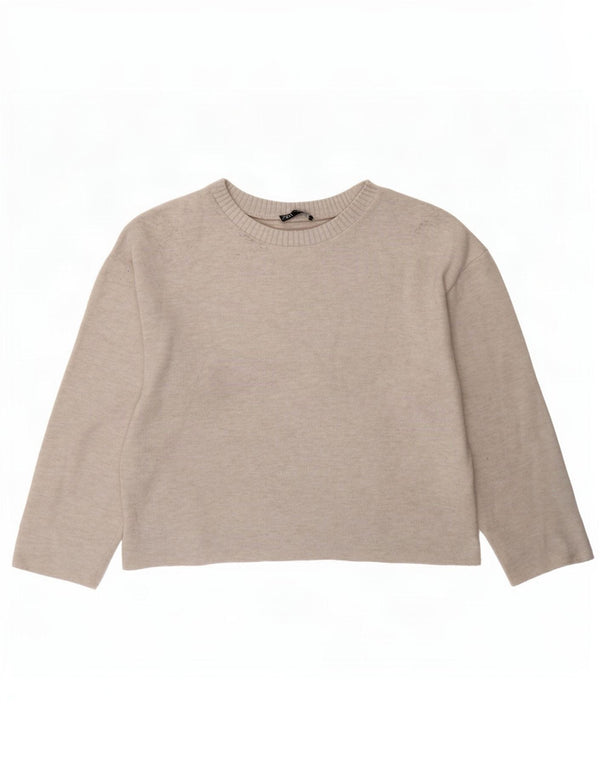 Женская блузка свободного кроя Zara Top UK 14, средний бежевый полиэстер