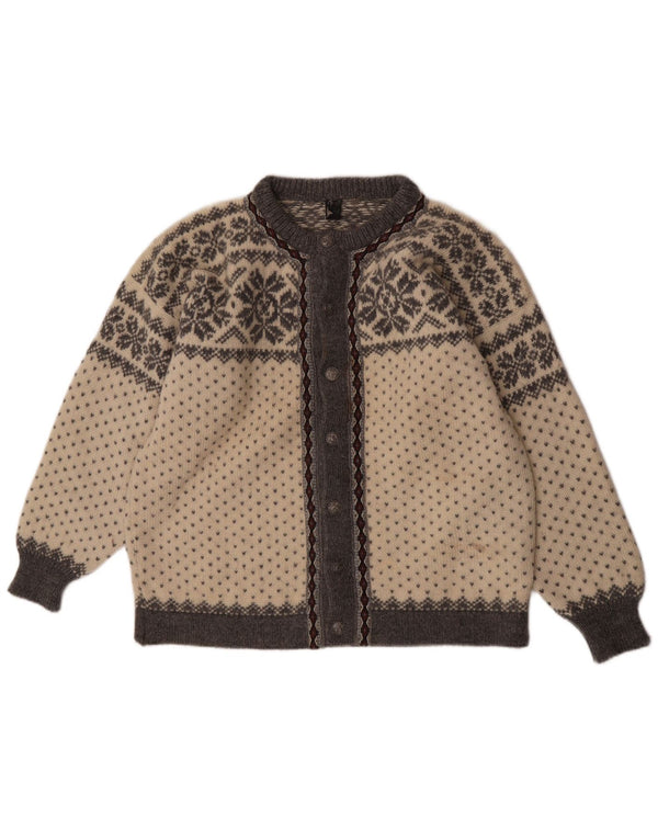 Винтажный женский кардиган-свитер UK 18 XL из белой шерсти Fair Isle