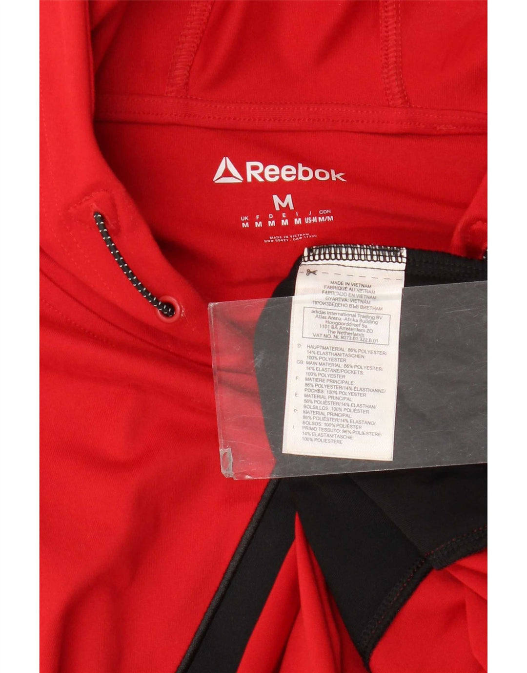 Мужской джемпер с капюшоном Reebok, красный полиэстер, средний цвет
