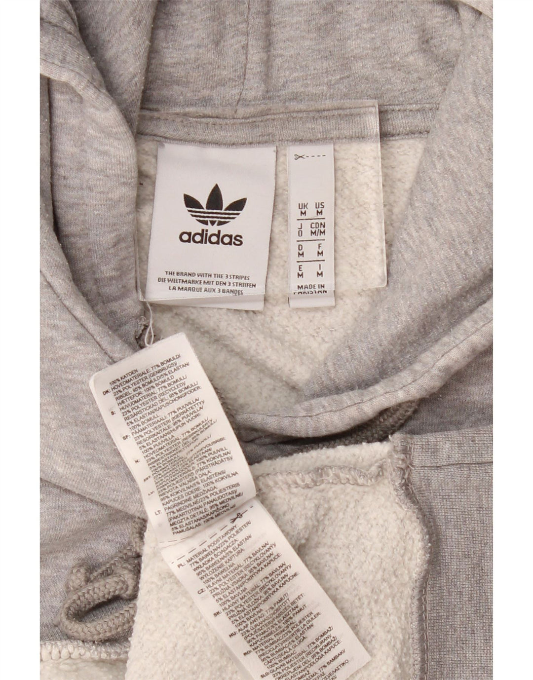 Мужской джемпер с капюшоном Adidas среднего серого цвета в крапинку, хлопок