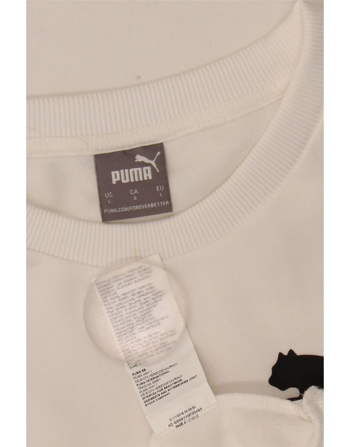Мужской свитшот с рисунком Puma, большой белый полиэстер