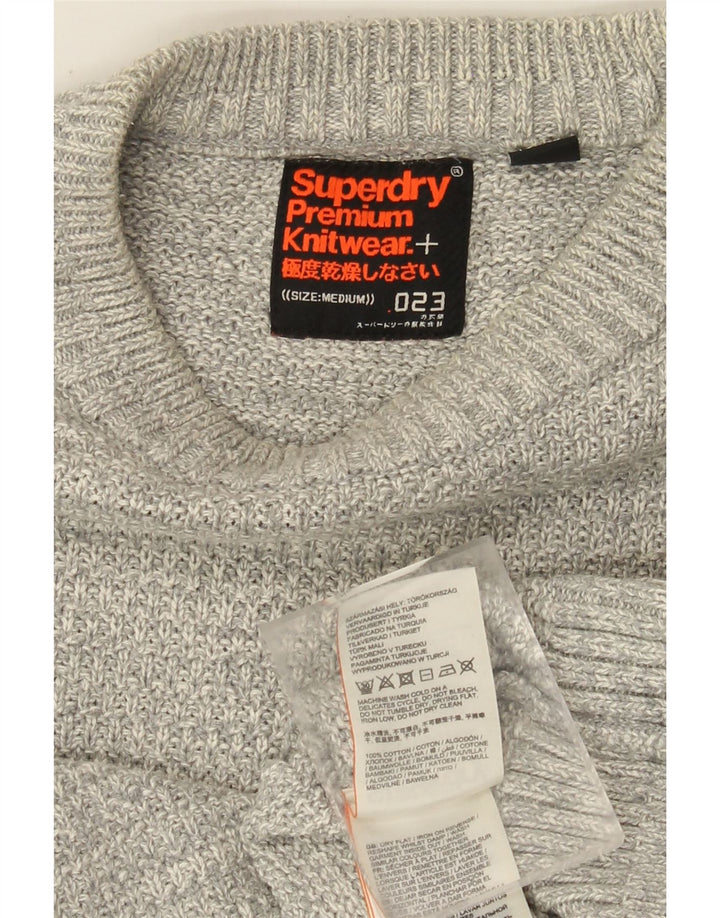 Мужской джемпер с круглым вырезом Superdry, хлопковый свитер среднего серого цвета