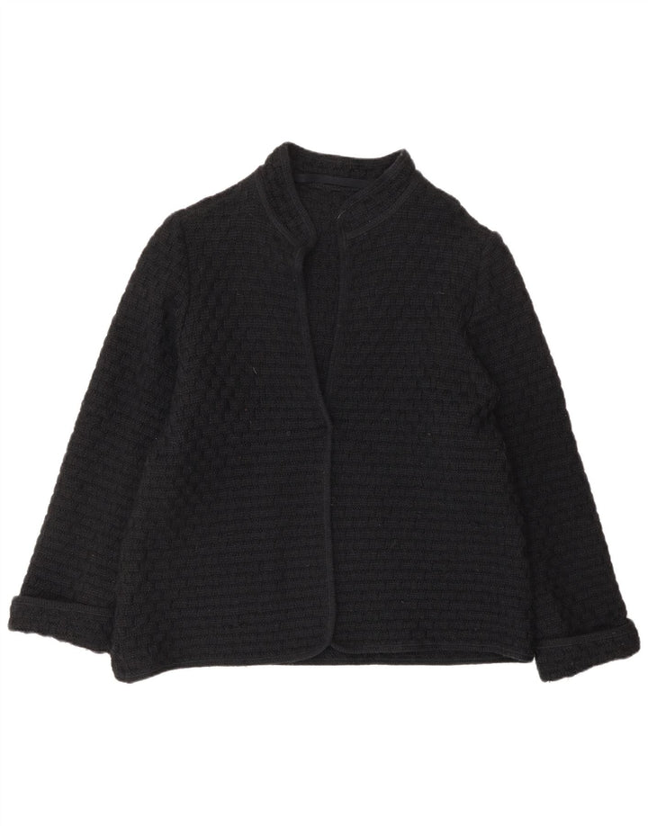 Винтажный женский кардиган-свитер UK 12, средний черный шерстяной