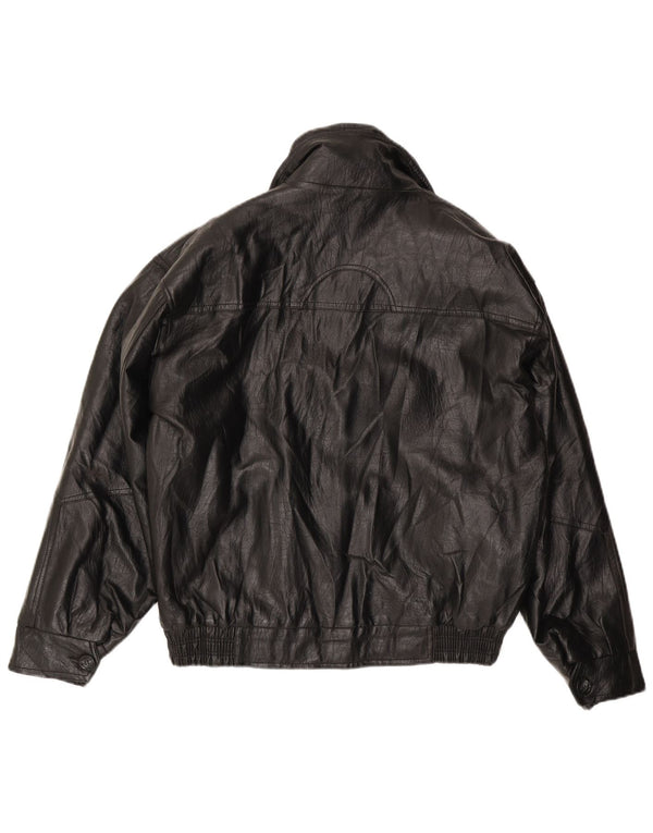 Винтажная мужская кожаная куртка UK 38, средний черный