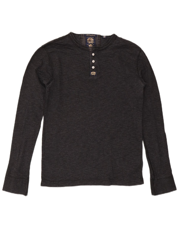 SUPERDRY Мужской топ с длинным рукавом, средний серый хлопок