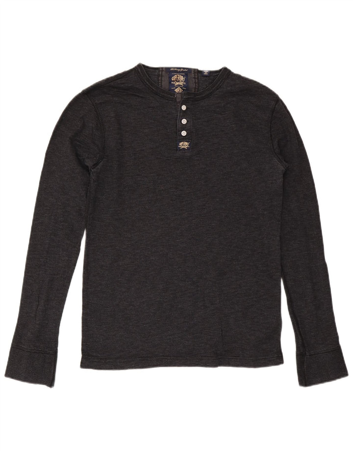 SUPERDRY Мужской топ с длинным рукавом, средний серый хлопок