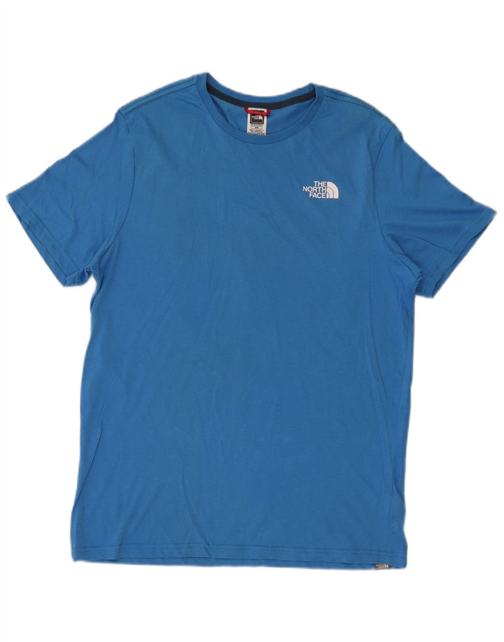 Мужская футболка с рисунком The North Face, хлопковый топ среднего синего цвета