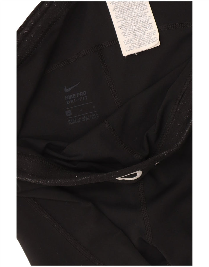Женские укороченные леггинсы с рисунком Nike Dri Fit UK 14, большой черный полиэстер