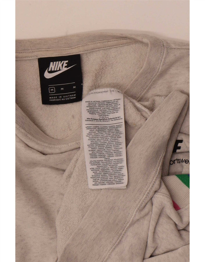 Женский укороченный свитер оверсайз Nike UK 14, средний серый в полоску