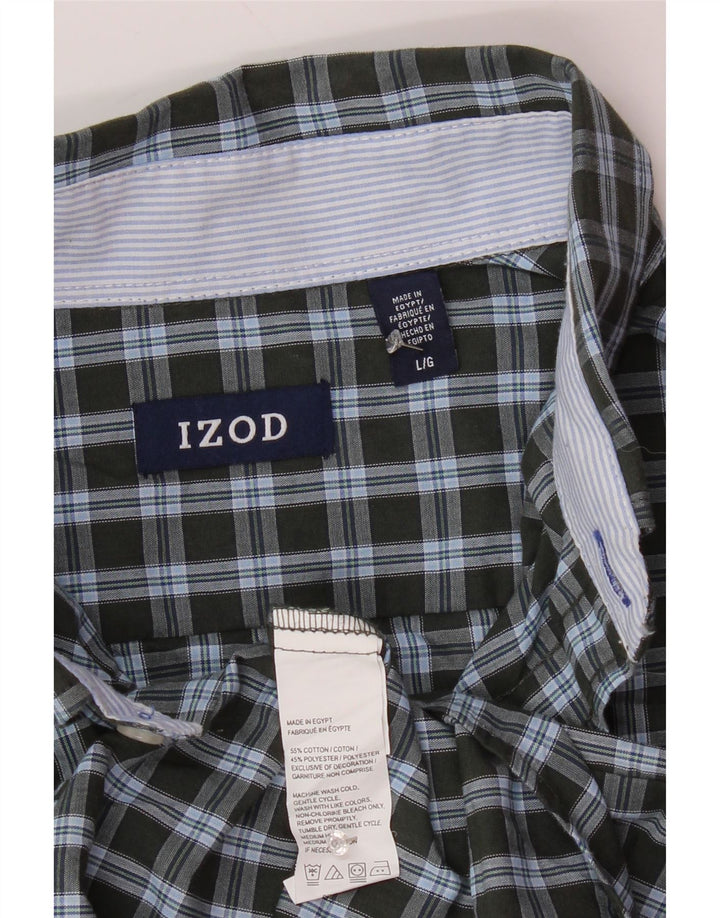 IZOD Мужская рубашка большого размера из хлопка цвета хаки в клетку