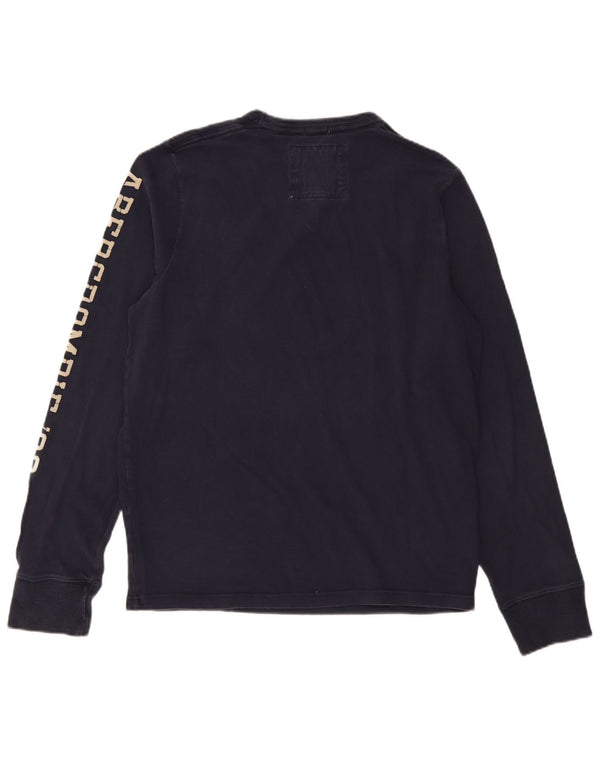 Мужской топ с рисунком мышц Abercrombie & Fitch, длинный рукав, темно-синий, хлопок, размер XL
