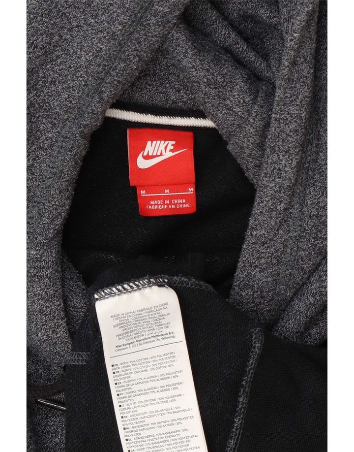 Мужской свитер с капюшоном на молнии Nike среднего размера, темно-синий, хлопковый с крапинками
